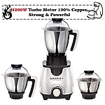 Padmini 1200w Heavy Duty Turbo Mixer Grinder with 3 Heavy Stainless Steel Jar & 100% Copper Motor (Electric)