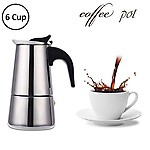 ORPIO (LABEL) Stainless Steel Espresso Coffee Maker/Percolator Coffee Moka Pot Maker, Silver (6 Cup)