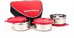 Signoraware Sleek steel red 3 Containers Lunch Box  (1050 ml)