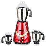 Gemini Necklace 1000W Mixer Grinder with 3 Stainless Steel Jars (1 Wet Jar, 1 Dry Jar and 1 Chutney Jar), RED.Make in India