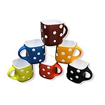 The Earth Store Handcrafted Microwave Safe Ceramic Multicolor Polka Dot Printed Tea Cup/Coffee Cup Set