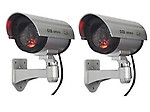 MOHAK 2 Pcs Security CCTV False Outdoor CCD Camera Fake Dummy Security Camera Waterproof IR Wireless Blinking Flashing