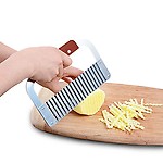 DANSR Crinkle Cutters Tool French Fry Slicer Stainless Steel Wooden Handle Vegetable Salad Chopping