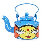 Literacy India Indha Aluminium Hand Painted Designer Tea/Coffee Kettle- Capacity 1 Litre