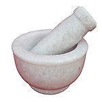 Ekam Art Marble Stone Boat Shape Vaid Mortar Pestle Handcrafted Kitchenware Medicine Herb Crusher