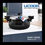 UCOOK Smart 3 in 1 Hard Anodised Aluminium Outer Lid Induction Base Multipurpose Pressure Cooker, 5 Litre