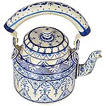 iHandikart Interior Modern Aluminium Royal Design Hand Painted Decorative Tea Kettle Pot Showpiece, 1 L ( 22 cm)