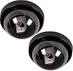 Simxen 2 Pcs Dummy CCTV Dome Camera with Blinking Red LED Light. for Home Or Office Security Camera