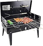 Shopping Mart Charcoal Briefcase Style Portable Folding Barbecue Grill Toaster(Black Color)