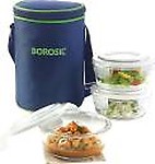 Borosil Microwavable Klip N Store Round 400 Ml 3 Containers Lunch Box  (400 ml)