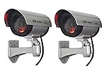 Gnexin 2 POS Realestic Looking Dummy Drum Shaped CCTV Security Camera with Flashing Red Light