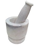 R&M RM White Marble 7cm Mortar and Pestle Set Indian Kitchen Utensil