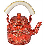 Kaushalam Hand Painted Teakettle - "Orange delight"Weight: 400grams