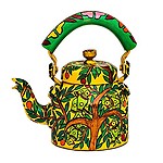 Kaushalam: Hand painted Tea kettle : Parrots on the tree, Painted in Madhubani art, Great for serving tea