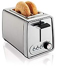 Hamilton Beach Metal 2 Slice Wide Slot Toaster, Bagel & Defrost Settings, Bun Warmer, Shade Selector, Toast Boost, Slide-Out Crumb Tray