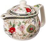 Purpledip Beautifully Painted Ceramic Kettle for 1 Cup of Tea Steel Strainer Included (10730, Small, 350ml)
