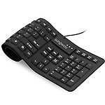 Sungwoo Foldable Silicone Keyboard USB Wired Standard Keyboard Waterproof Rollup Keyboard for PC Notebook Laptop (Black+)