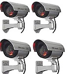 Simxen 4 Pcs Realistic Look Dummy Security CCTV Fake Bullet Camera with Led Light Indication Home Security Camera