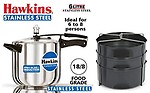 HAWKINS Stainless Steel Pressure Cooker, 6 L