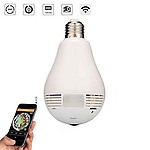 Manya Impex Wireless Panoramic Bulb 360° View Fisheye Vision IP HD 2MP Camera with Remote Monitoring and Motion Detection
