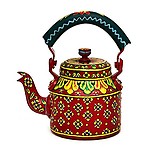 Kaushalam: Hand painted tea pot: Rangoli, Rea tea kettle, Great for serving tea, Hand made
