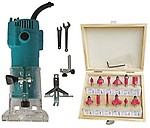 DUMDAAR Electric Trimmer Machine Size 6.35mm 500W with 12 Router bit 6.35mm for Wood working Rotary Tool(6.35 mm)