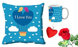 meSleep Blue Love You Valentine Digital Printed Cushion